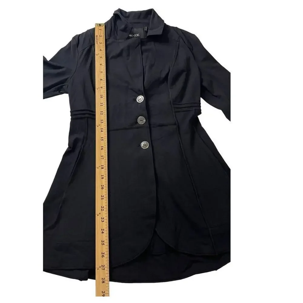 Nic+Zoe Tree Button Seamed Riding Jacket Blazer Size X Small Black New